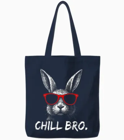 Chill Bro Cool Rabbit with Sunglasses Gamer Rabbit Easter Tote Bags - Navy