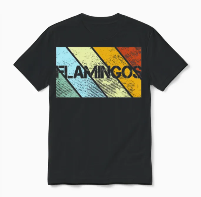 Flamingo Retro Unisex T-Shirt in Black
