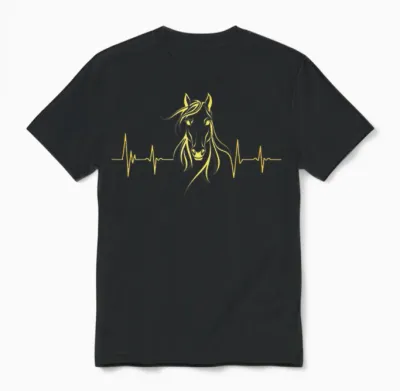 Cheval Battement De Cœur Pour Hommes, Garçons, Femmes, équitation Vintage Unisex T-Shirt - Black