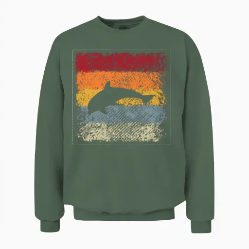 Fish Retro Unisex Sweatshirt - Military Green