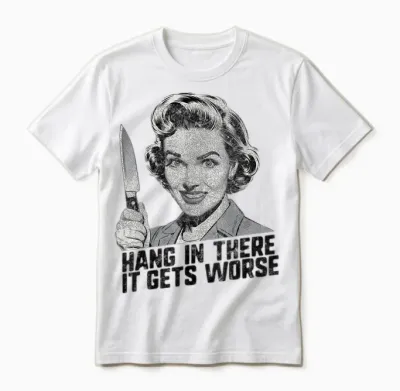 Humour Noir Drôle Rétro Horreur Graphique Alternative Gothique Humour Unisex T-Shirt - White