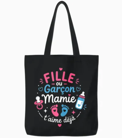 Announcement Pregnancy Granny Baby Shower Sex Baby Girl or Boy Tote Bags - Black