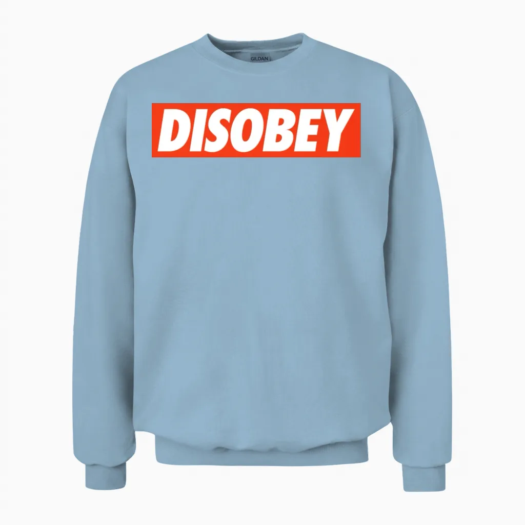 Disobey Unisex Sweatshirt in Light Blue