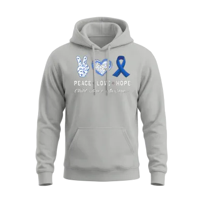 Peace Love Hope Child Abuse Awareness Unisex Hoodie - Ash