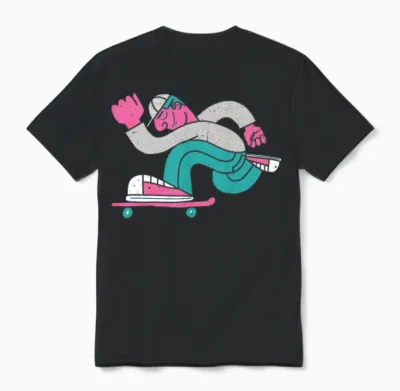 Retro Skate Skateboard Skateboarding Unisex T-Shirt - Black