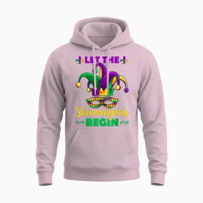 Let the Shenanigans Begin Mardi Gras Children Men Women Unisex Hoodie - Light Pink