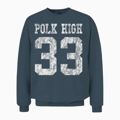 Polk High School Football Jersey 33 Aged Look Unisex Sweatshirt - Dark Heather