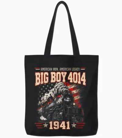 Big Boy 4014 Steam Engine Locomotive Train Vintage Railroad Tote Bags - Black