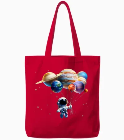 Funny Astronaut Planets Gift Men Women Kids Astronomy Space Tote Bags - Red