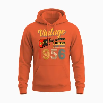 Guitare Vintage 1956 édition Limitée Année De Naissance Anniversaire Unisex Hoodie - Orange