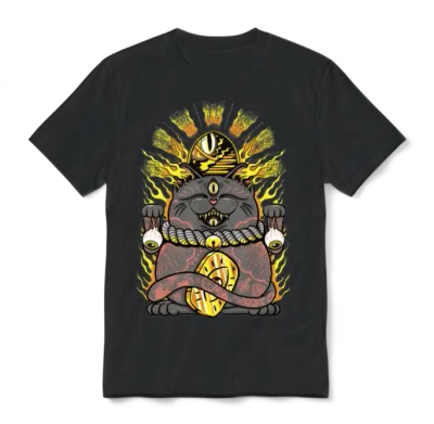Lucky Black Cat Unisex T-Shirt - Black