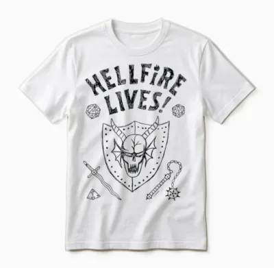 Stranger Things Hellfire Lives Officially Licensed Unisex T-Shirt - White