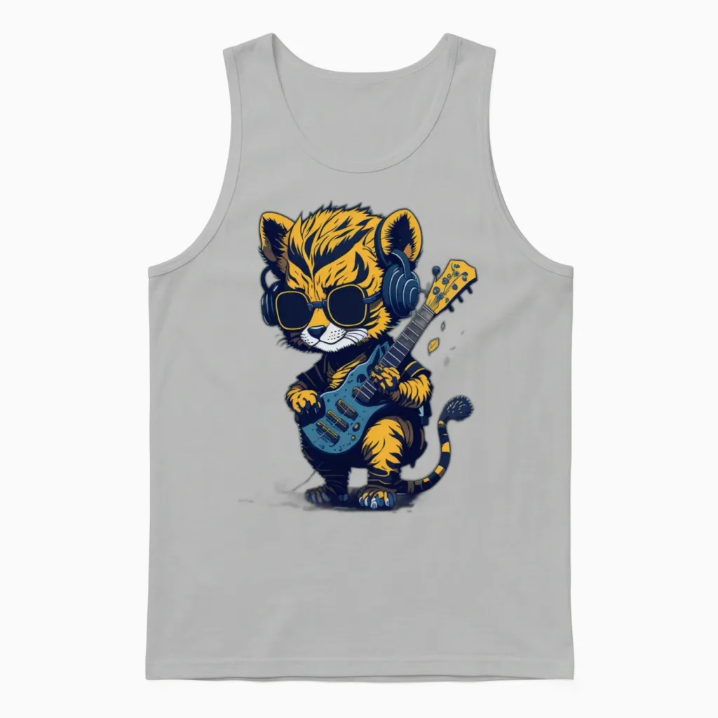 Retro Tiger Cibby Unisex Tank Top in Ash