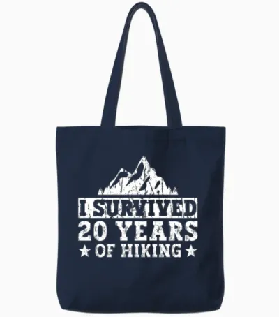 I Survived 20 Years of Hiking - Hiking 20th Tote Bags - Navy