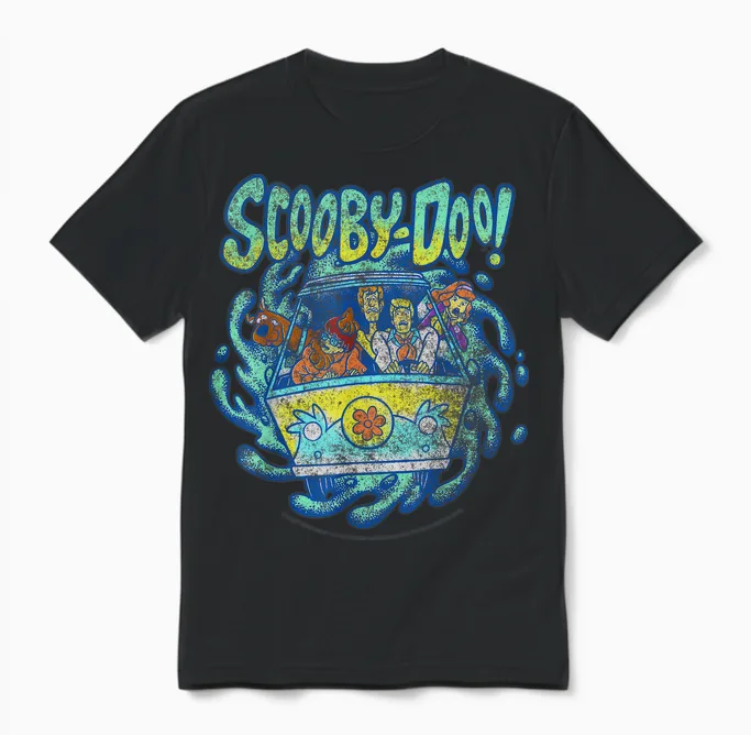 Scooby-Doo Mystery Machine Portal Group Shot Unisex T-Shirt in Black