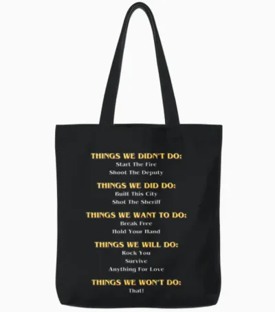 Funny Music Lyrics Things Tote Bags - Black