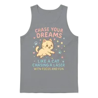 Chase Your Dreams Cat — Lovers Gift Unisex Tank Top - Sport Grey – 1