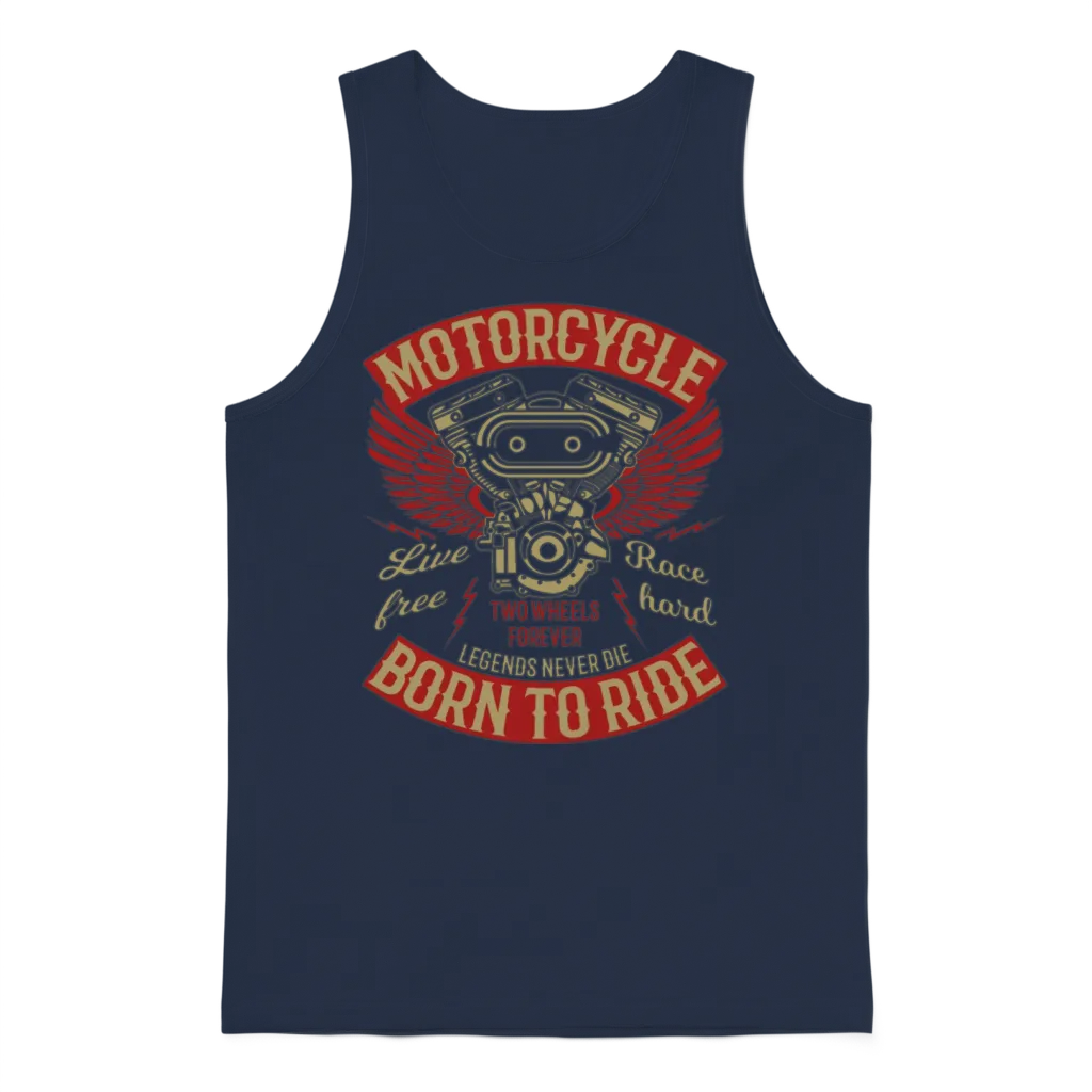 Motorcycle Biker Motorcycling Unisex Tank Top - Navy