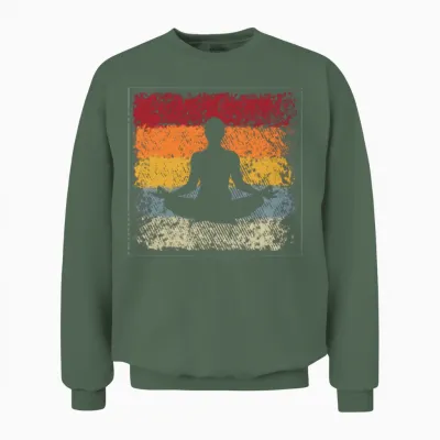 Meditation Retro Unisex Sweatshirt - Military Green