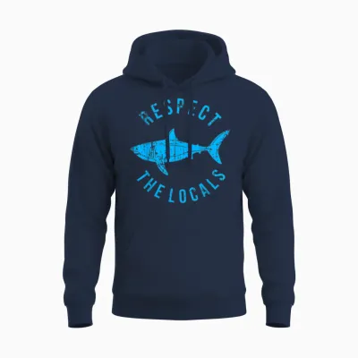 Respect the Locals Shark Ocean Animal Rights Biology Life Unisex Hoodie - Navy
