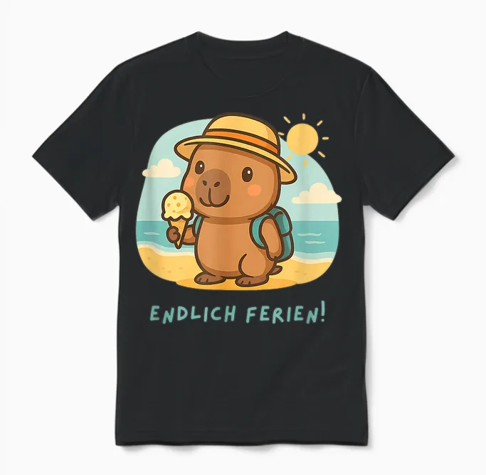 Endlich Ferien! Lustiges Geschenk Schulferien Urlaub Kinder Unisex T-Shirt in Black