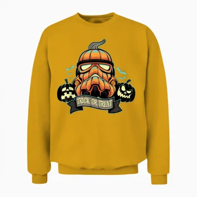Star Wars Halloween Stormtrooper Jack-O’-Lantern Pumpkin Unisex Sweatshirt - Gold