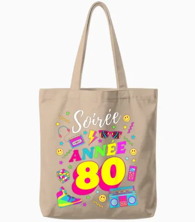 Party 80s Birthday Party 80s Retro Style Tote Bags - Natural