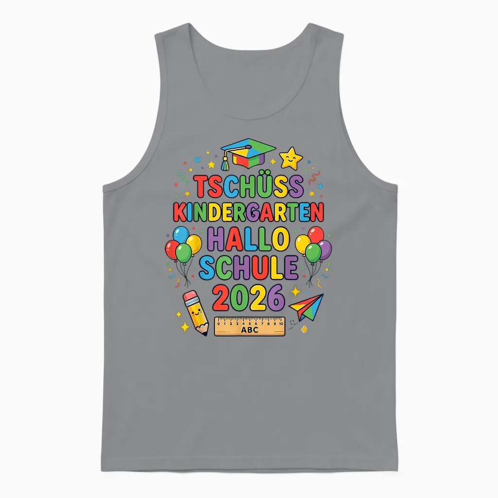 Tschüss Kindergarten Hallo Schule 2026 Endlich Schulkind Unisex Tank Top in Sport Grey