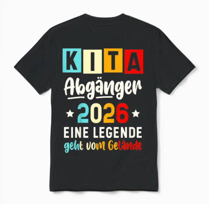 Children's Kita Leavers 2026 School Child First Day Unisex T-Shirt in Black