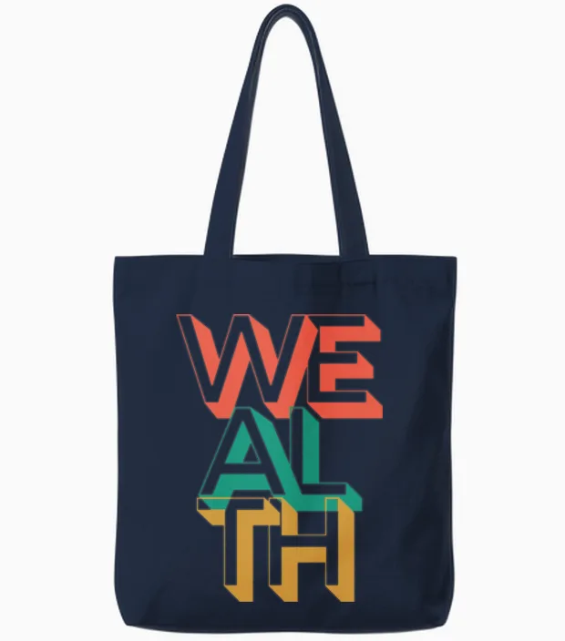 Retro Wealth Tote Bags in Navy