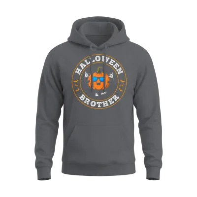 Halloween Brother Pumpkin Halloween Brother Hallow Unisex Hoodie - Charcoal