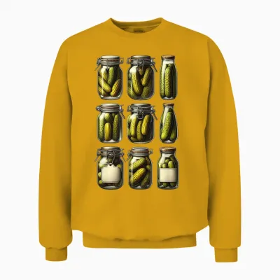 Canned Pickle Jar for Cucumber Lovers Unisex Sweatshirt - Gold