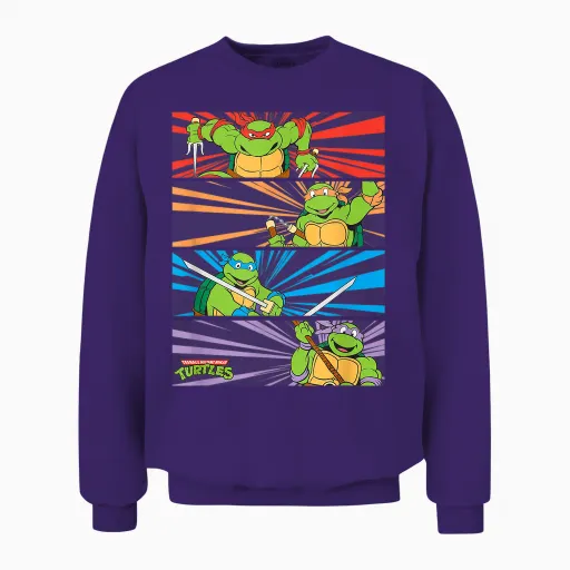 Mademark X Teenage Mutant Ninja Turtles - Raphael, Michaelangelo, Donatello and Leonardo Retro Style Unisex Sweatshirt in Purple