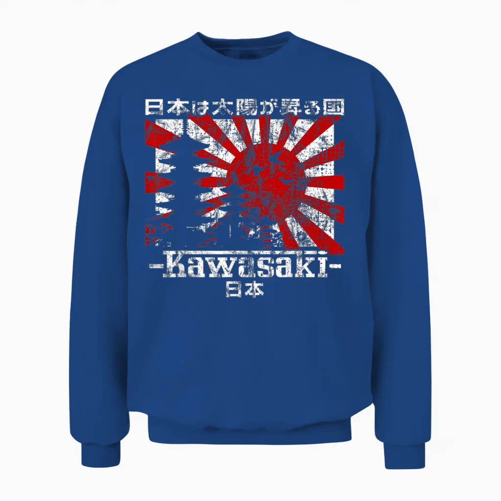 Kawasaki City 90s Retro Japan Esthetics 80s Kawasaki Unisex Sweatshirt in Royal