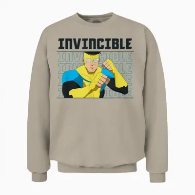 Invincible Mark Grayson Fighting Pose Distressed Poster T-Shirt, Black, S Unisex Sweatshirt - Sand
