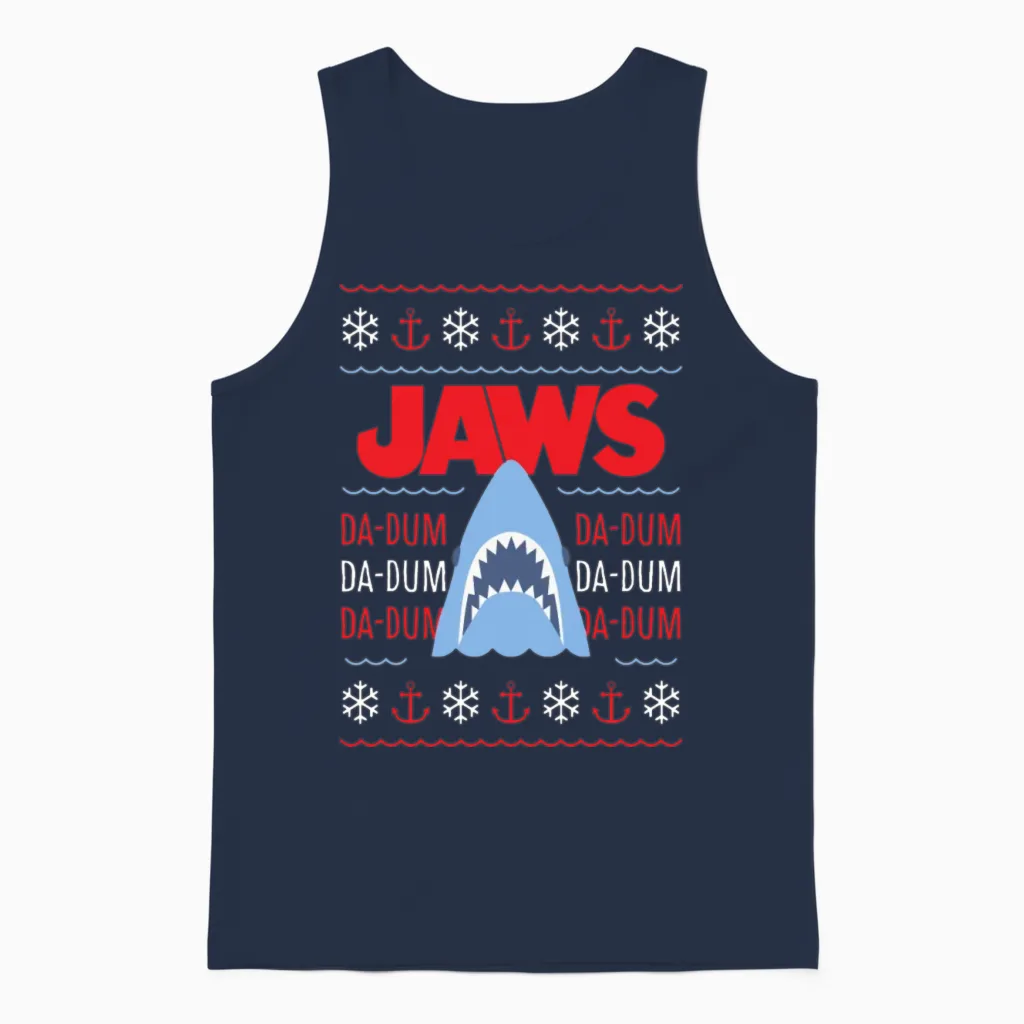 Jaws Distressed Da-Dum Da-Dum Unisex Tank Top in Navy