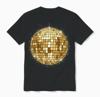 Retro Party Disco Ball Unisex T-Shirt - Black