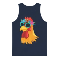 Cute Chicken Farmer Floral Crown Animal Farm Unisex Tank Top - Navy – 1
