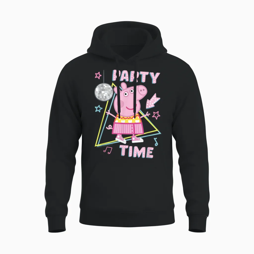 Peppa Pig Disco Party Time Amazon Exclusive T-Shirt, Blue Unisex Hoodie in Black