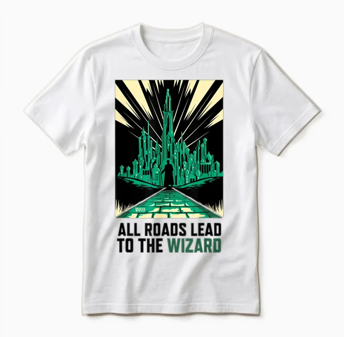 Wicked: for Good All Roads Lead to the Wizard Unisex T-Shirt in White