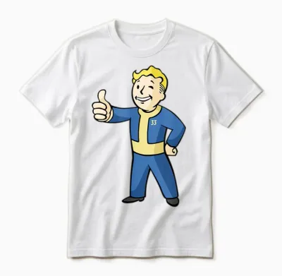 Fallout - Vault Boy T-Shirt, Black Unisex T-Shirt - White