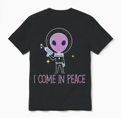 Alien I Come in Peace Halloween Costume Unisex T-Shirt - Black