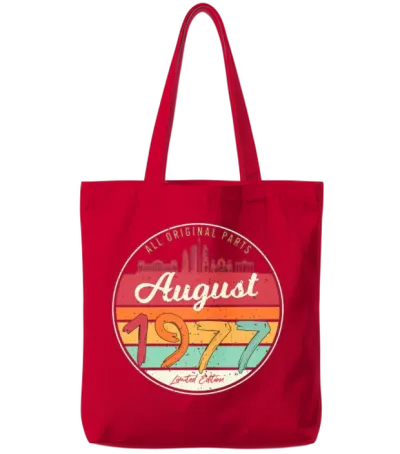 1977 August Retro Tote Bags - Red