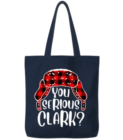 You Serious Clark Christmas Vacation Plaid Red Tote Bags - Navy