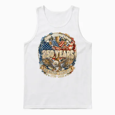 250 Years American 1776 2026 250th 4th July Independence Day Unisex Tank Top - White