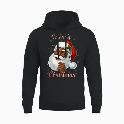 African American Santa Christmas Cool Black X-Mas Unisex Hoodie - Black