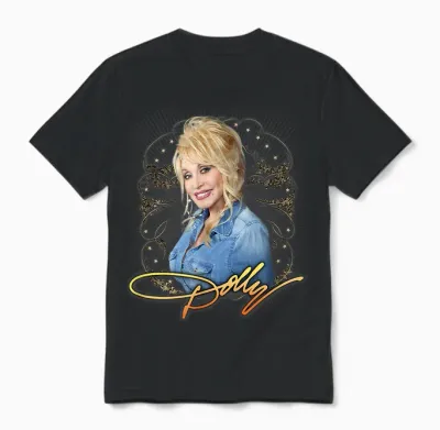 Dolly Parton Denim Smile Unisex T-Shirt - Black