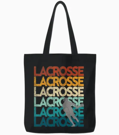 Lacrosse Retro Vintage Sunset Tote Bags - Black
