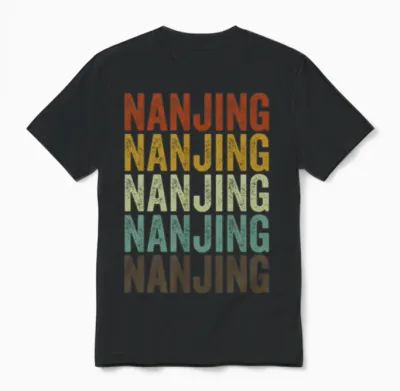 Nanjing China Retro Vintage Unisex T-Shirt - Black