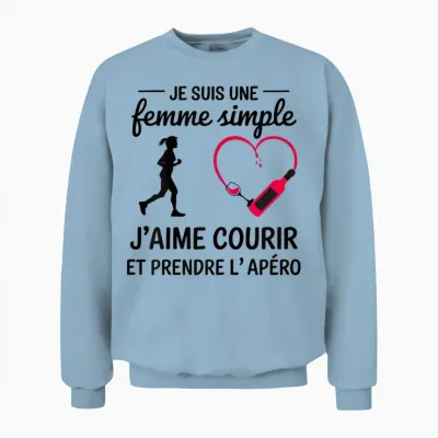 Women's Simple I Love Running and the Drink Humour Running Unisex Sweatshirt - Light Blue